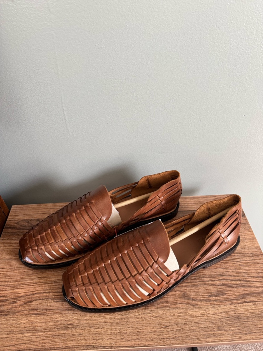 Brown Woven Leather Men’s Slip-On Shoes